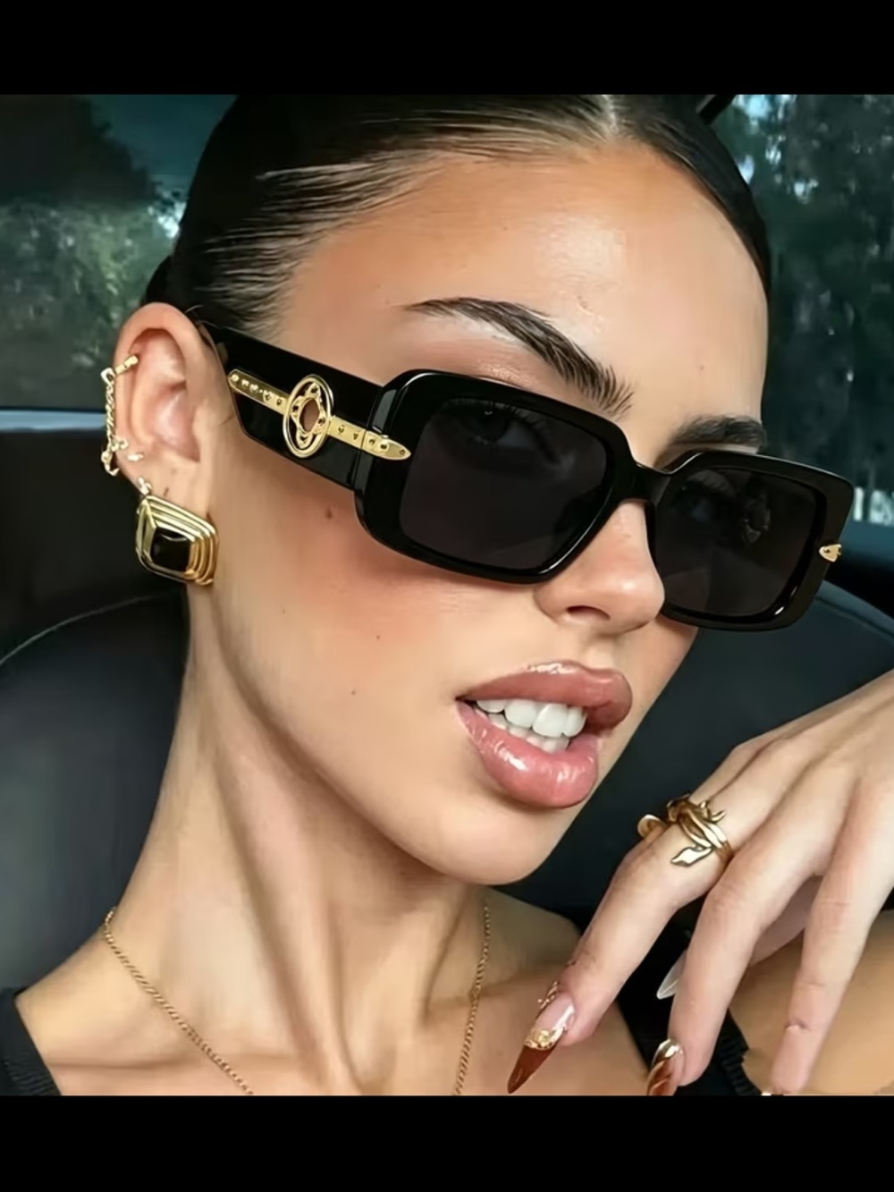 Affordable Fashion Finds Black Sunglasses with Gold Hardware